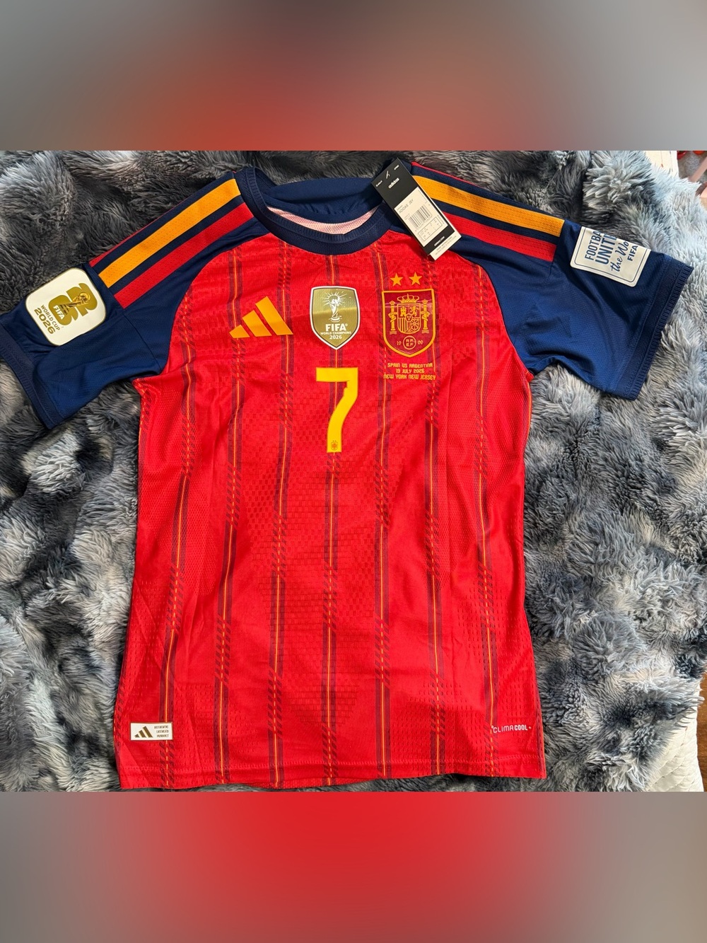 adidas Spain Red & Navy Men's Football Jersey 2 stars # 7 Ferrán